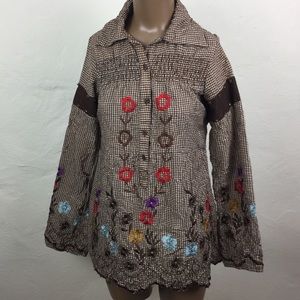 🦎 SAVAGE CULTURE Gingham EMBROIDERED Tunic BLOUSE